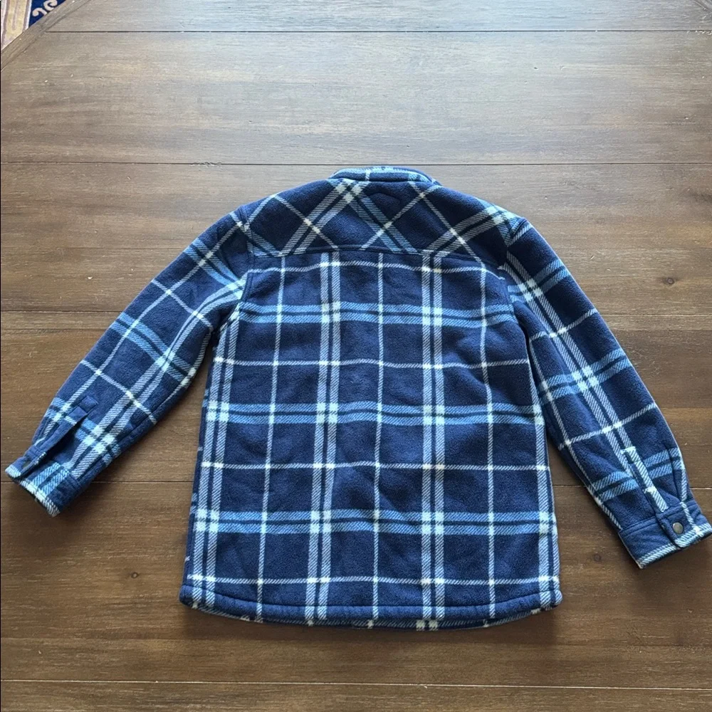 Size M (10-12) Freed Foundry blue plaid fleece Sherpa lined Shacket jacket